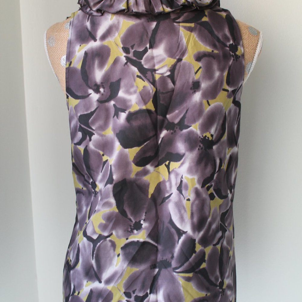 J Crew  Ruffled Floral Button Down Silk Size 4 - Picture 5 of 7